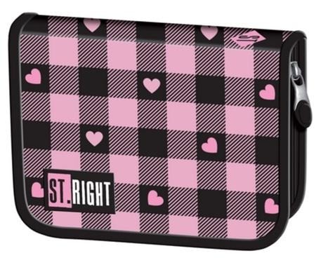 ST-MAJEWSKI Double pencil case without equipment Pink Checkered