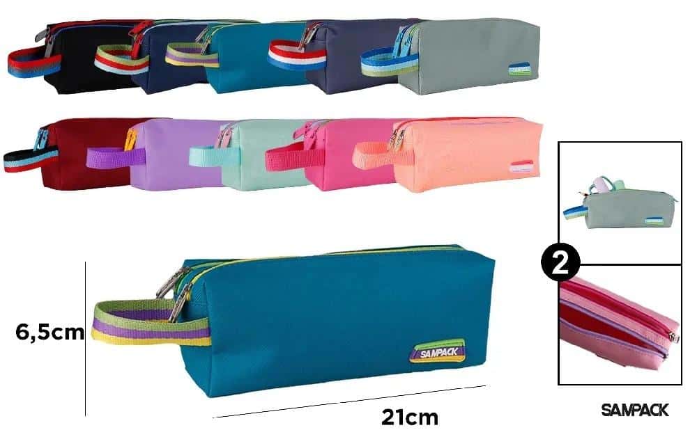 Double pencil case with handle MIX - perfect for school and office