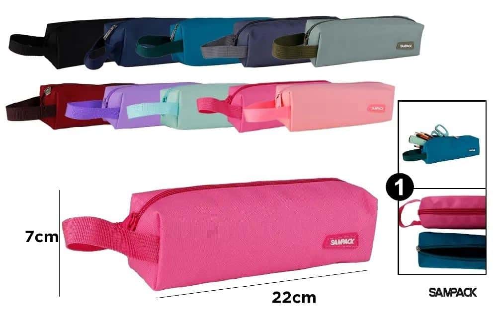 Pencil case single compartment with handle MIX - ideal for school
