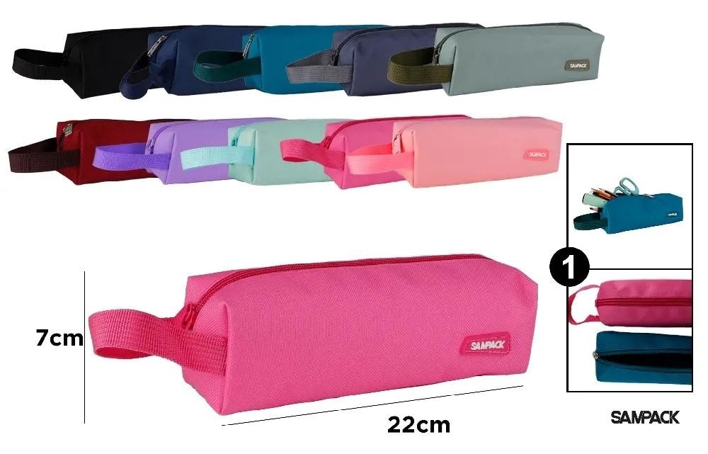 Pencil case single compartment with handle MIX - ideal for school