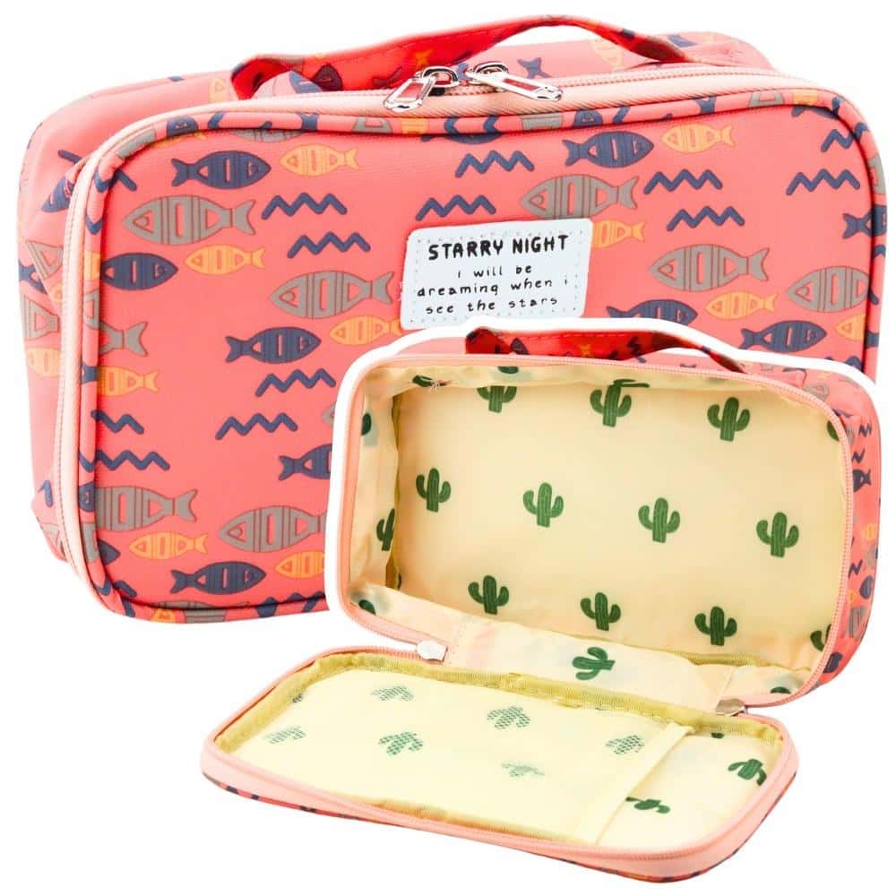 Leantoys School pencil case Fish pink 21.5cm - perfect for school