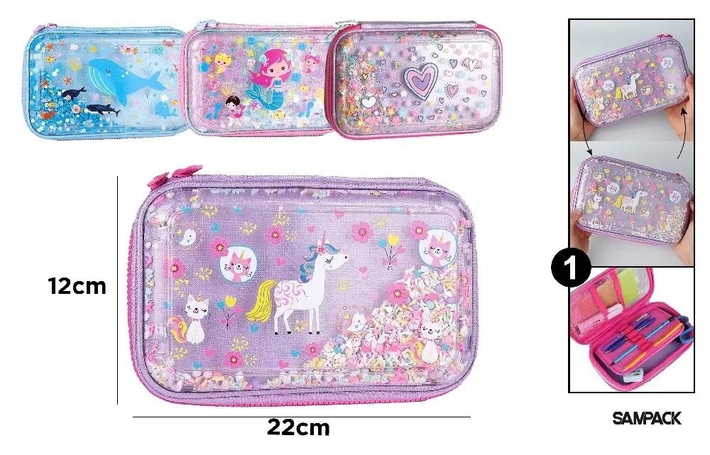Sampack School pencil case with flap MIX - assorted designs