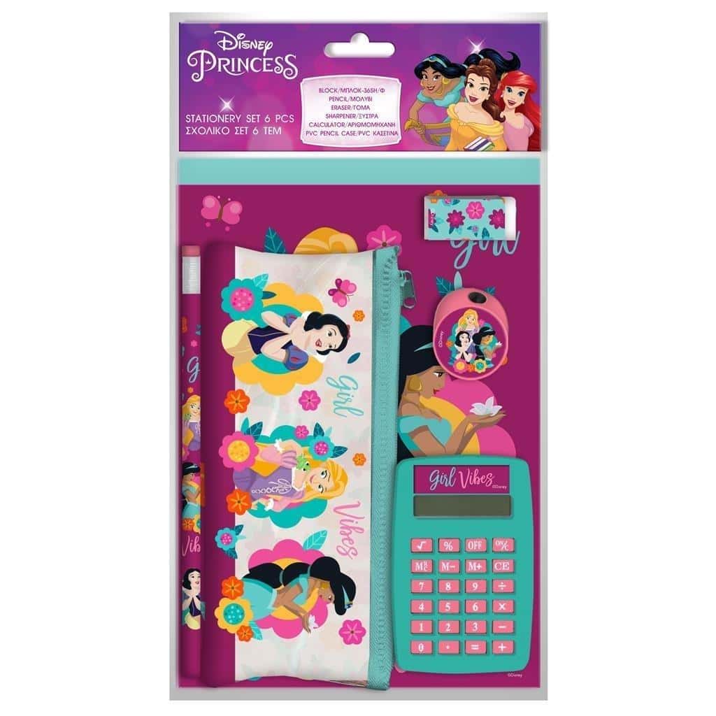 Princess pencil case with calculator - ideal school set