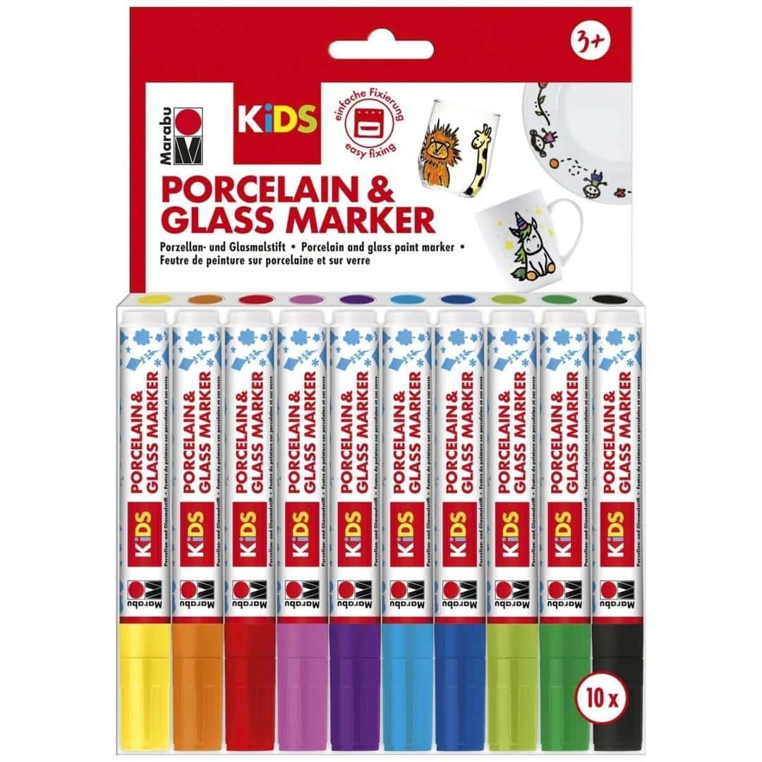 Marabu Porcelain and Glass Markers Kids - 10 colors for little artists