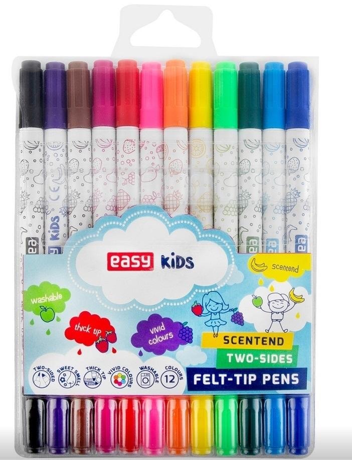 Easy Stationery Washable scented markers double-sided 12 colors - perfect for creative play
