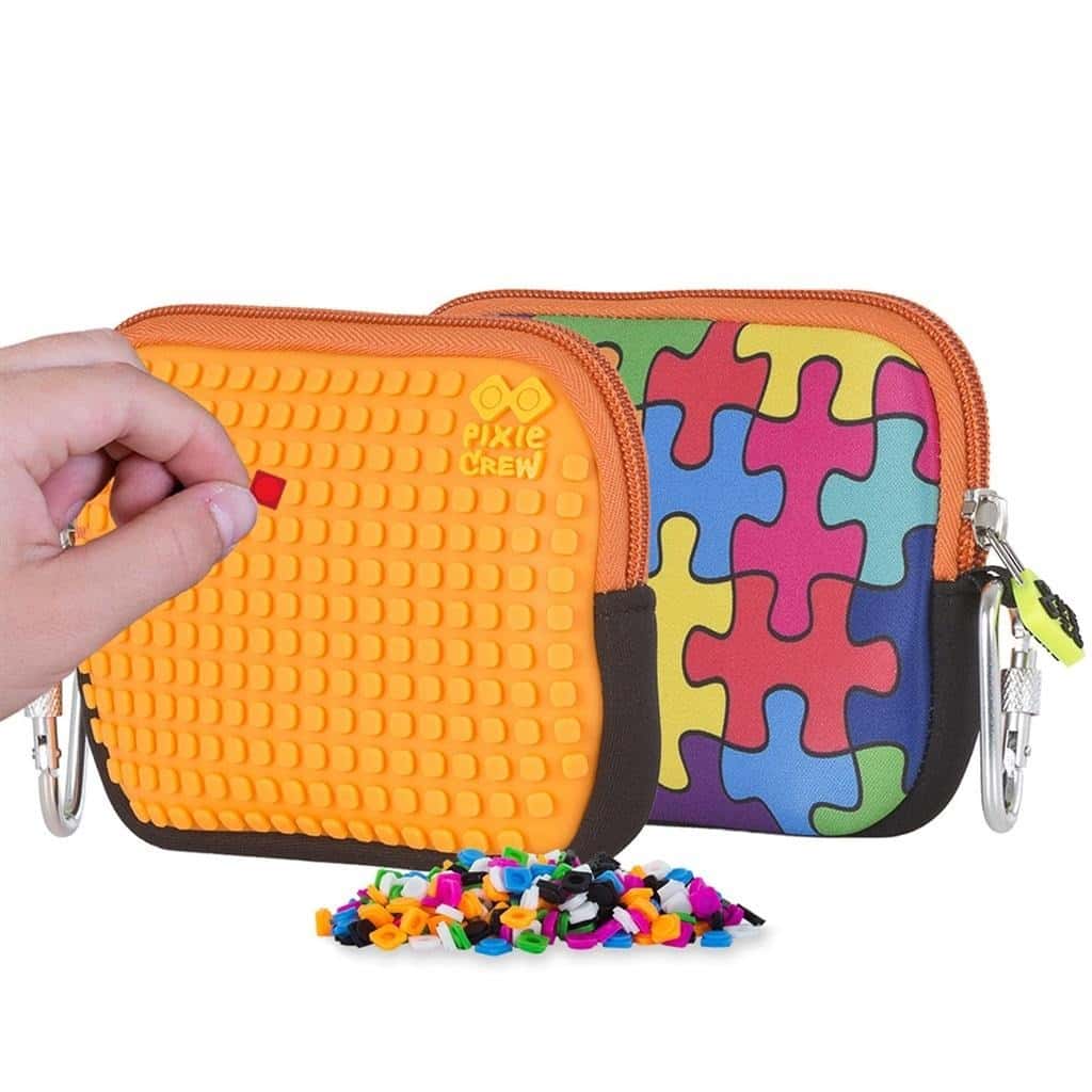 PIXIE CREW Pouch with Orange Panel - Cosmetic Bag Puzzle