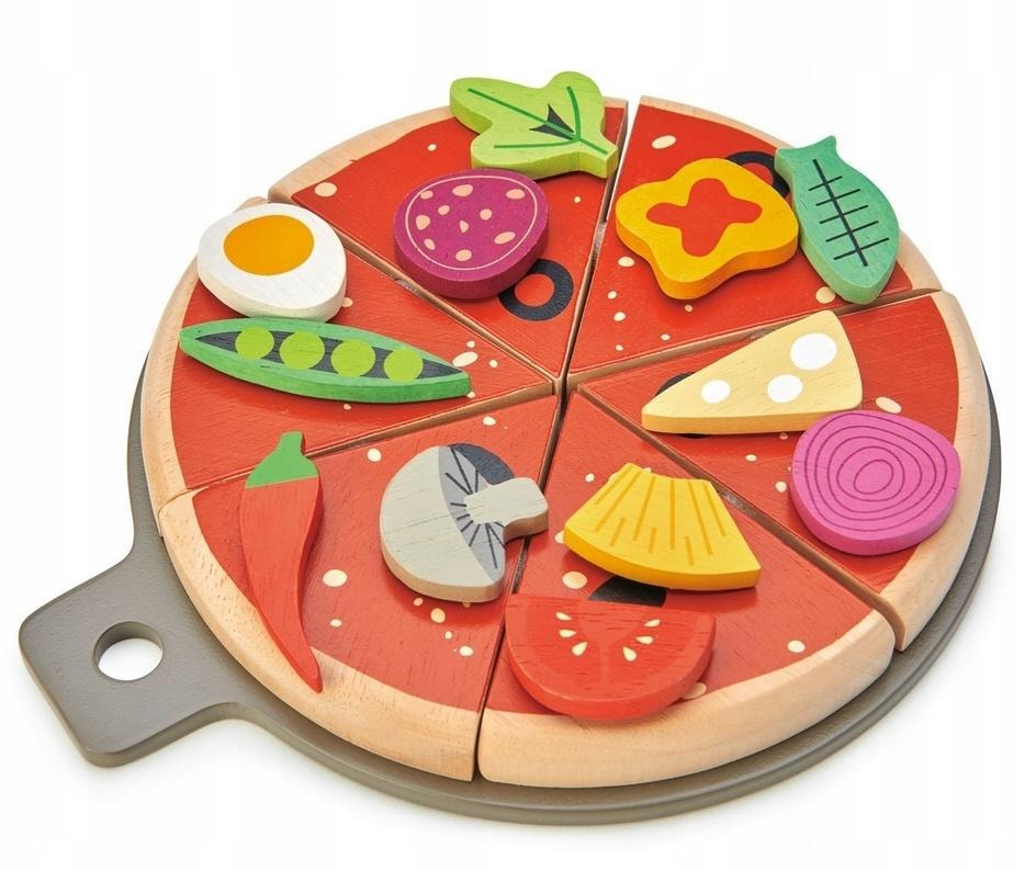 Tender Leaf Toys Wooden pizza with Velcro toppings - creative fun for children