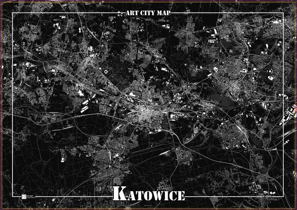 Decorative Poster - Katowice - Black and White Urban Grid A1