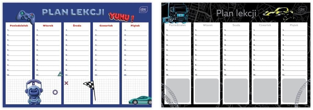 Interdruk A4 Timetable for boys - mixed designs, 10 pieces
