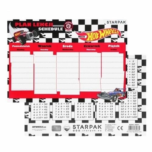 Starpak Timetable Hot Wheels with multiplication table - ideal for school