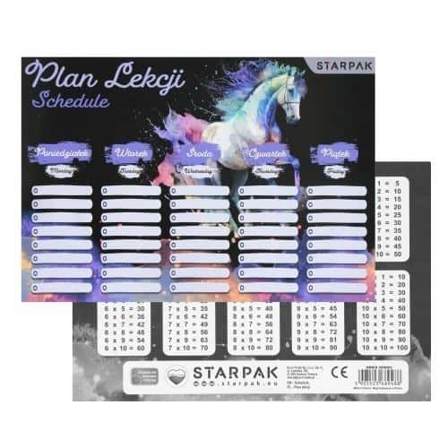 Starpak Timetable with multiplication table Horses - ideal for students