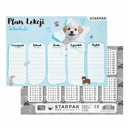 Starpak Timetable with multiplication table Dogs2 - perfect for school