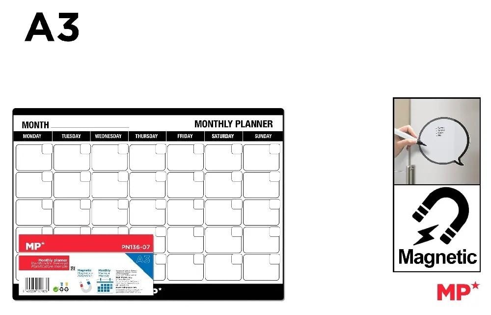 Magnetic monthly planner A3 - ideal for planning