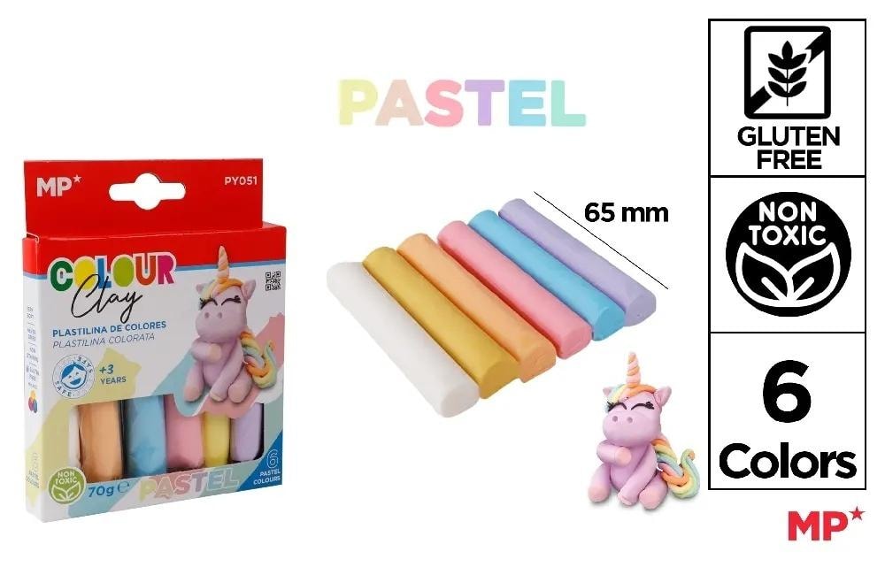 MP Main Paper Pastel colored plasticine 6 colors - soft and creative fun