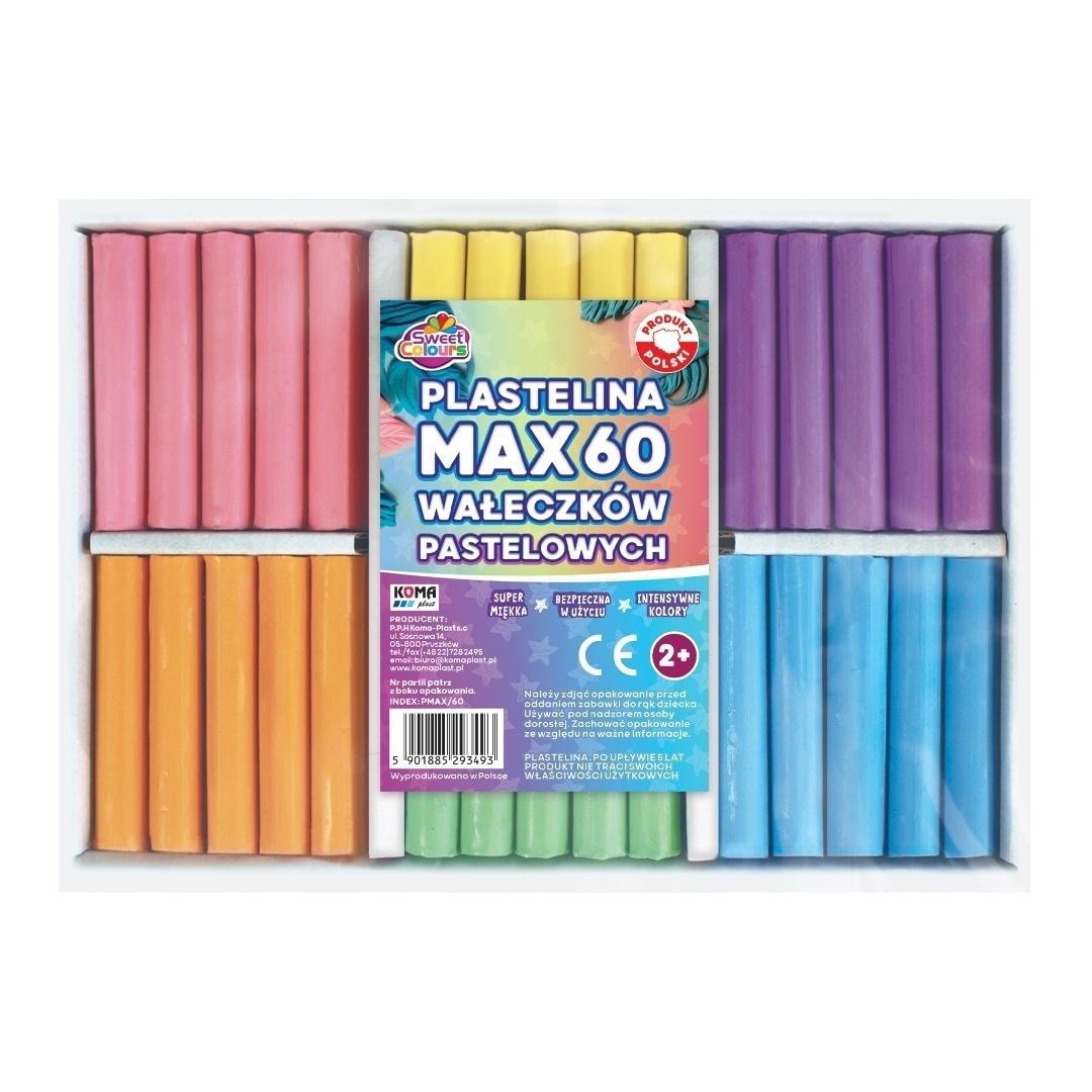 Plasticine MAX 60 rolls pastel - develop creativity!
