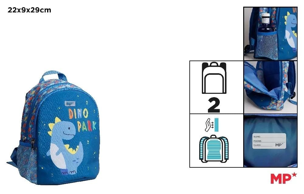 Dino Park Two-Compartment Backpack Navy Blue - perfect for little explorers