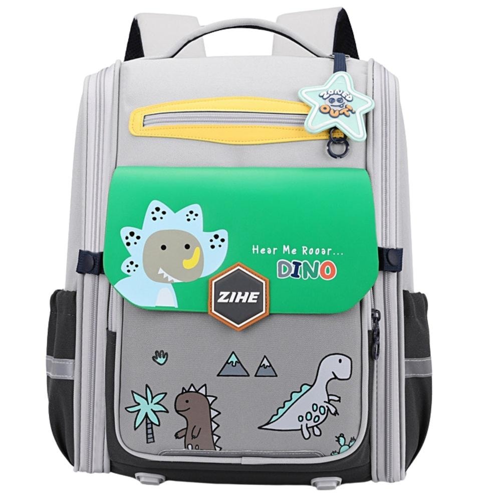 Leantoys School backpack Dinosaur grey 21L - ideal for dinosaur fans