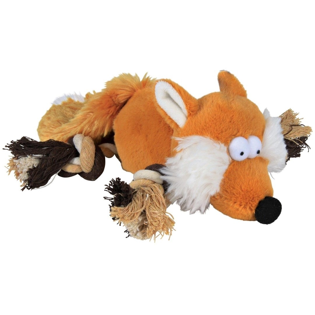 TRIXIE Plush fox with rope - the perfect playmate for your dog