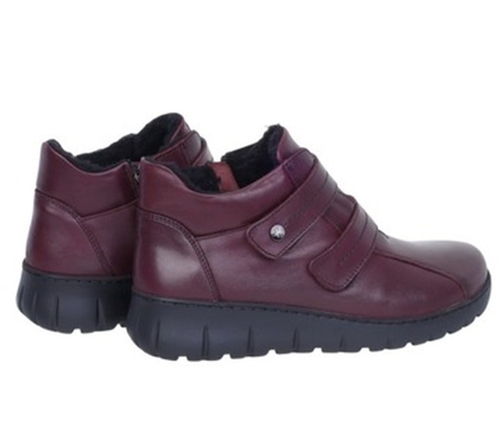 D. Rom Women's Leather Shoes - Burgundy, Size 38