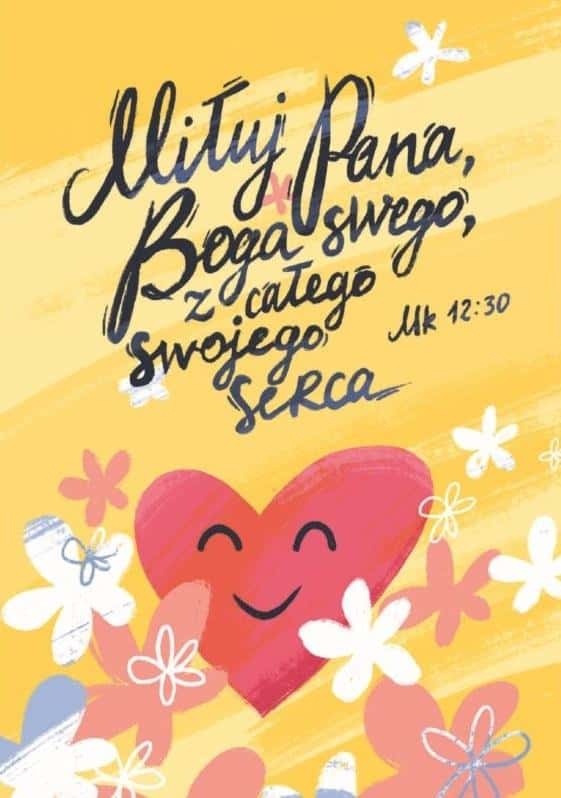 Postcard with coloring book - Love the Lord your God - biblical inspiration