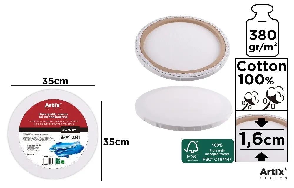 Artix Round Canvas 35x35x1.6cm - ideal for painting
