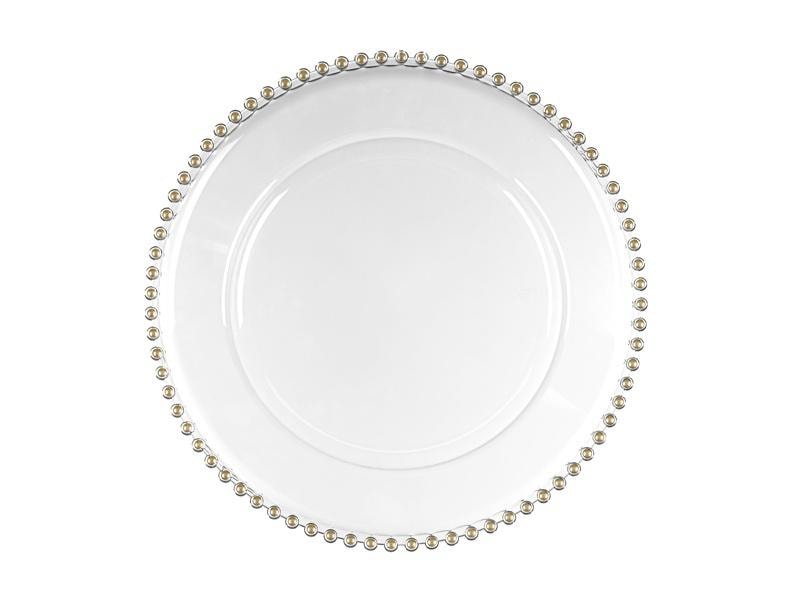 PartyDeco Charger plate with pearls transparent - Elegance for your table