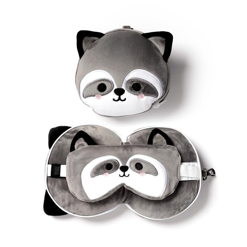 Adoramals Travel pillow and eye mask Raccoon