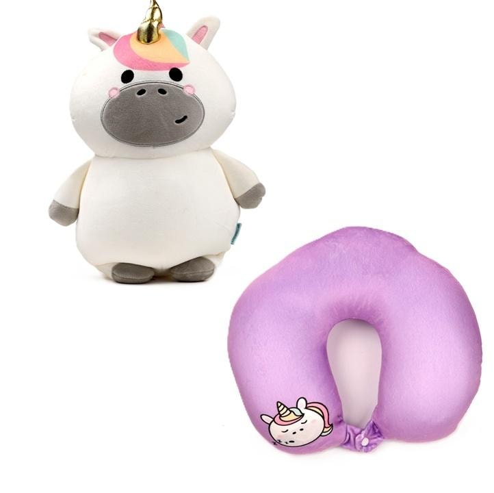 Puckator 2-in-1 Travel Pillow and Plush Toy Unicorn Astra Adoracorns