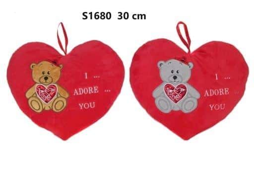 Pillow Heart teddy bear 30cm MIX - soft decoration for the room