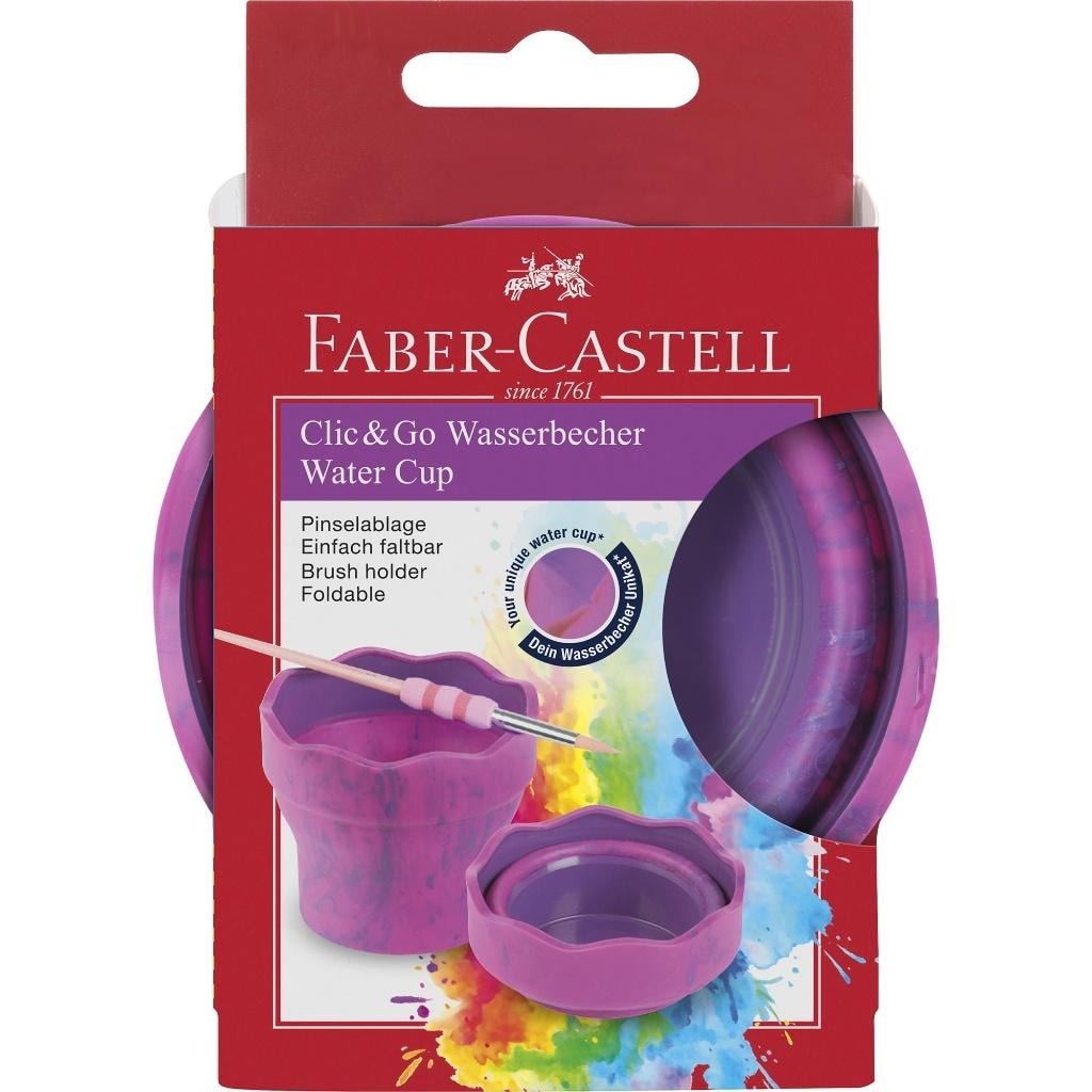 Faber-Castell Clic&Go Water Container - pink-purple, perfect for art projects