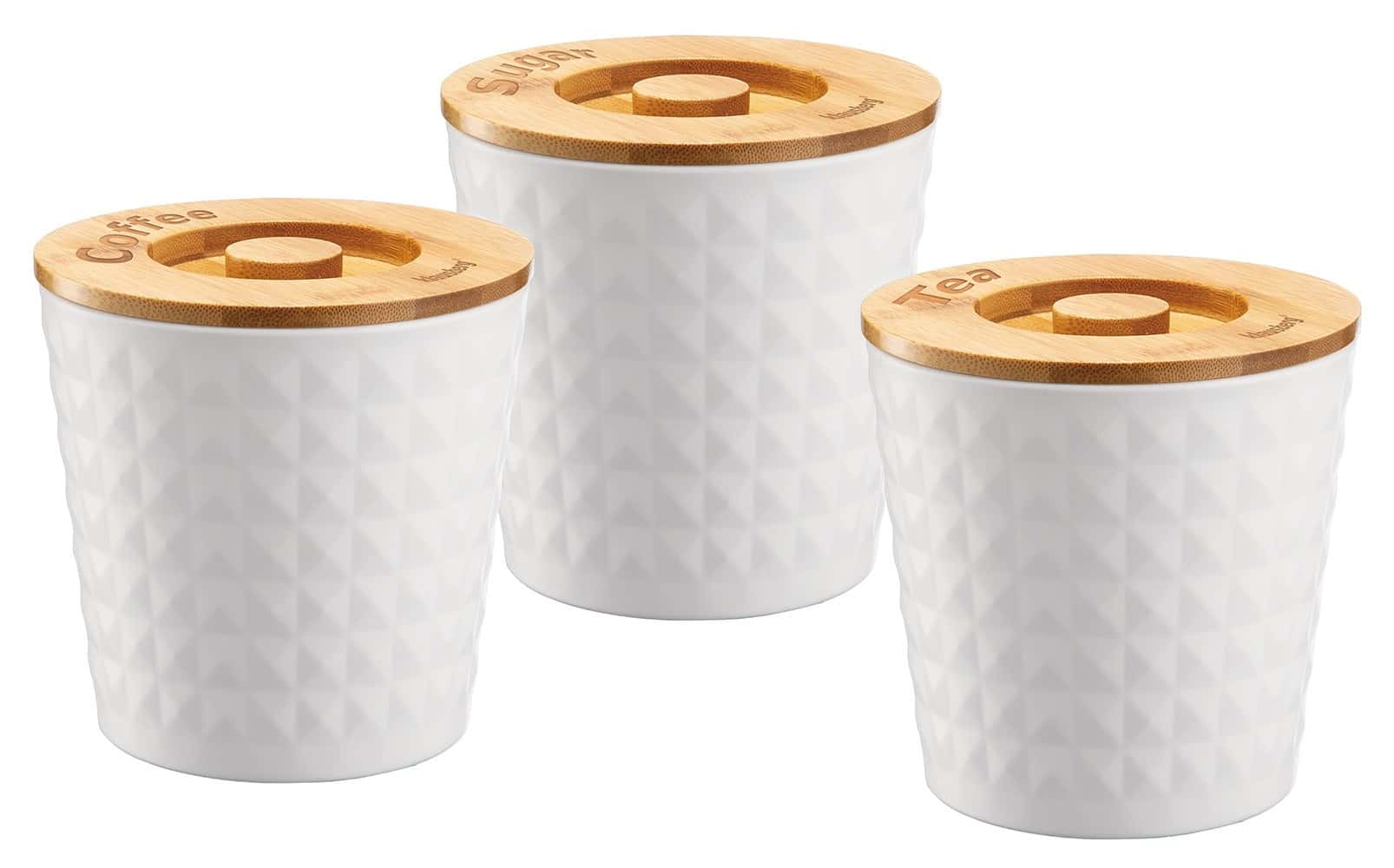 Klausberg Kitchen Containers Steel Bamboo White 3 Pieces - ideal for storage