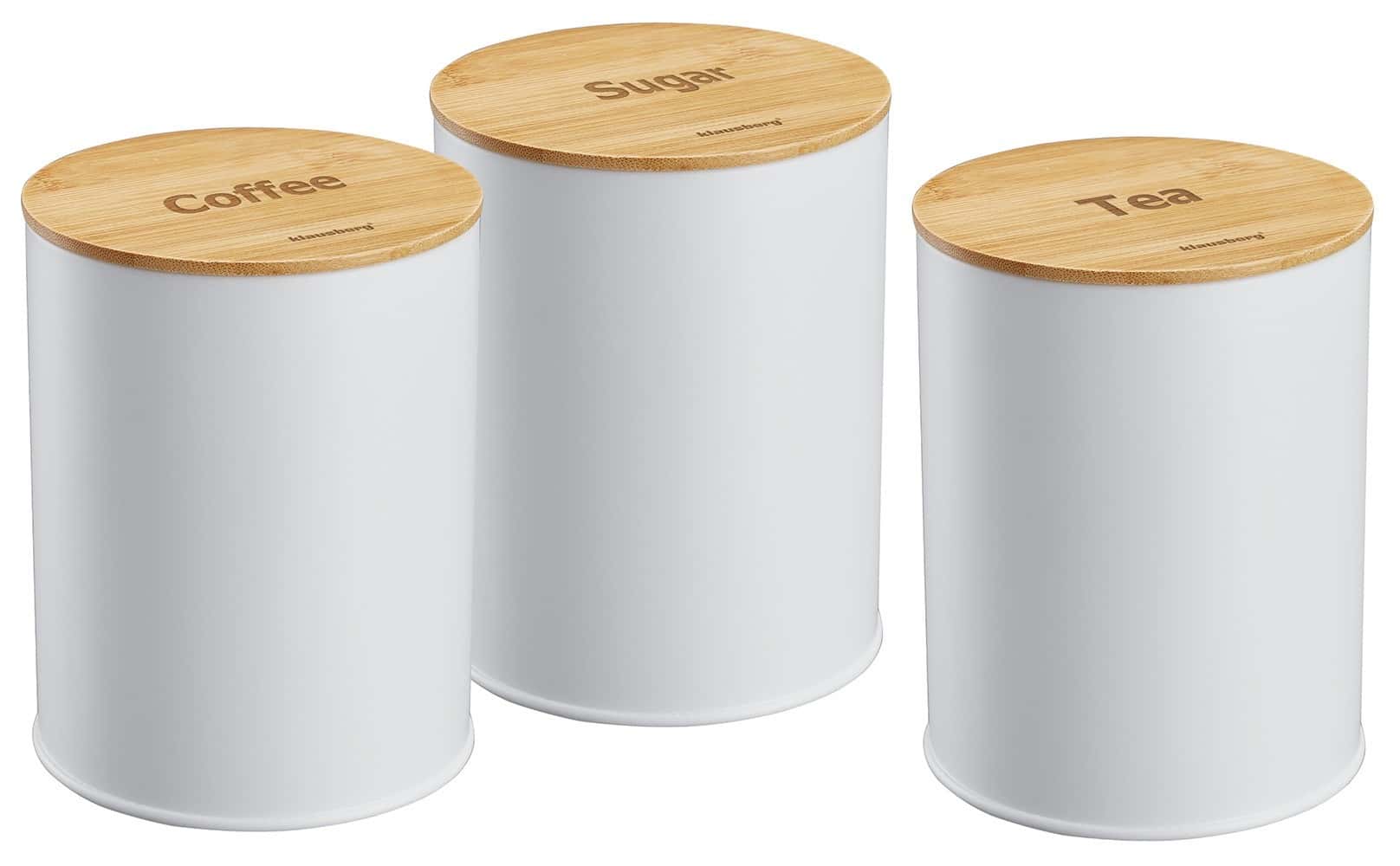 Klausberg Kitchen Containers Steel Bamboo White 3 Pieces - ideal for storage