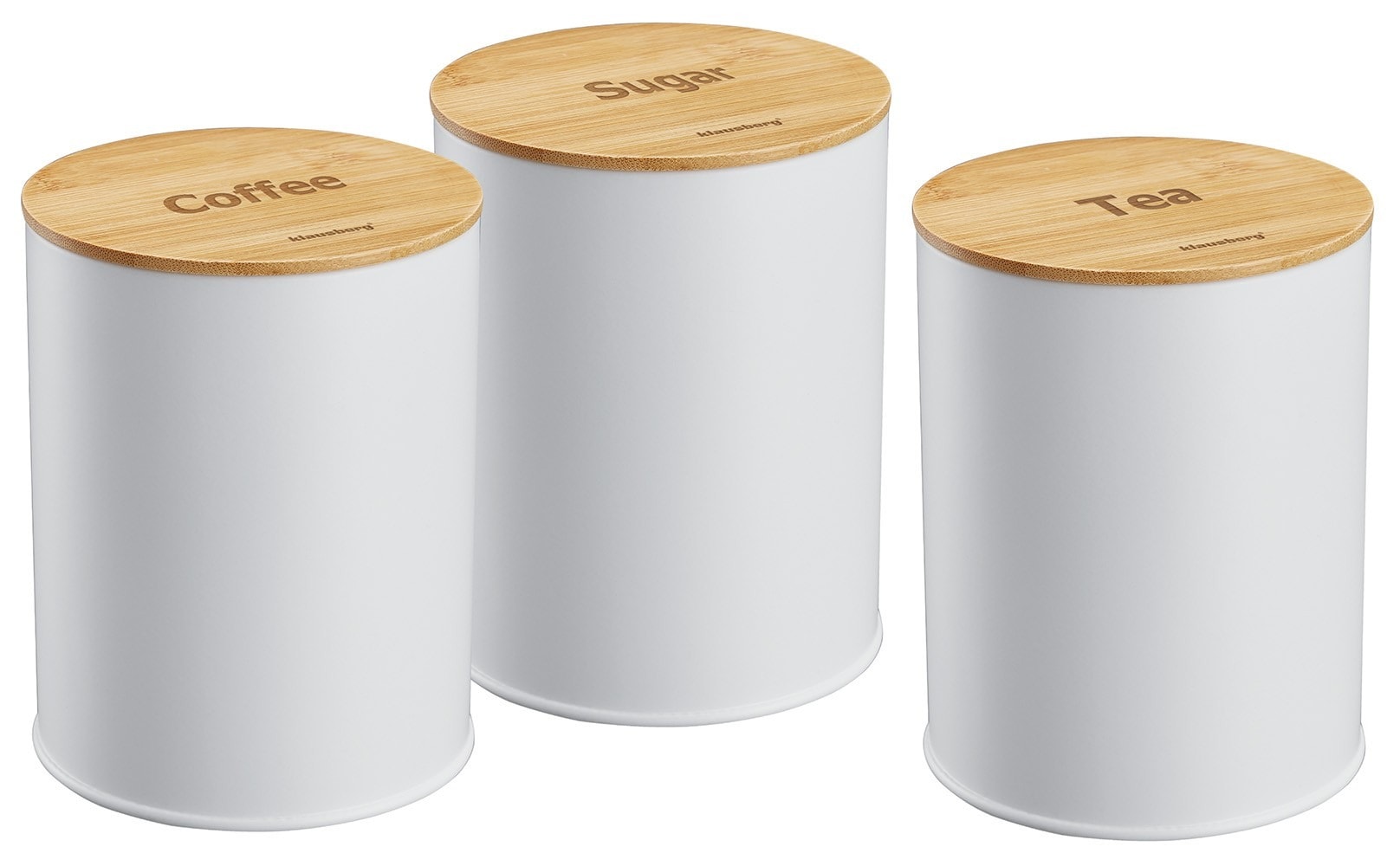 Klausberg Kitchen Containers Steel Bamboo White 3 Pieces - ideal for storage