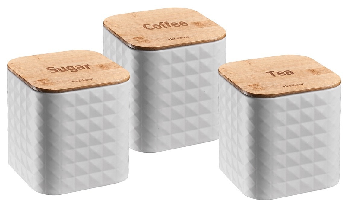 Klausberg Kitchen containers steel-bamboo white 3 pieces - ideal for storage