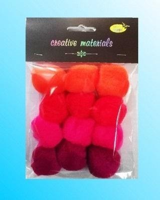 Galeria Hobby Acrylic Pom Poms red-pink 40mm - perfect for crafts