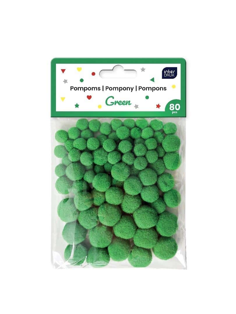 Decorative Pompoms - 80 green pieces - ideal for DIY
