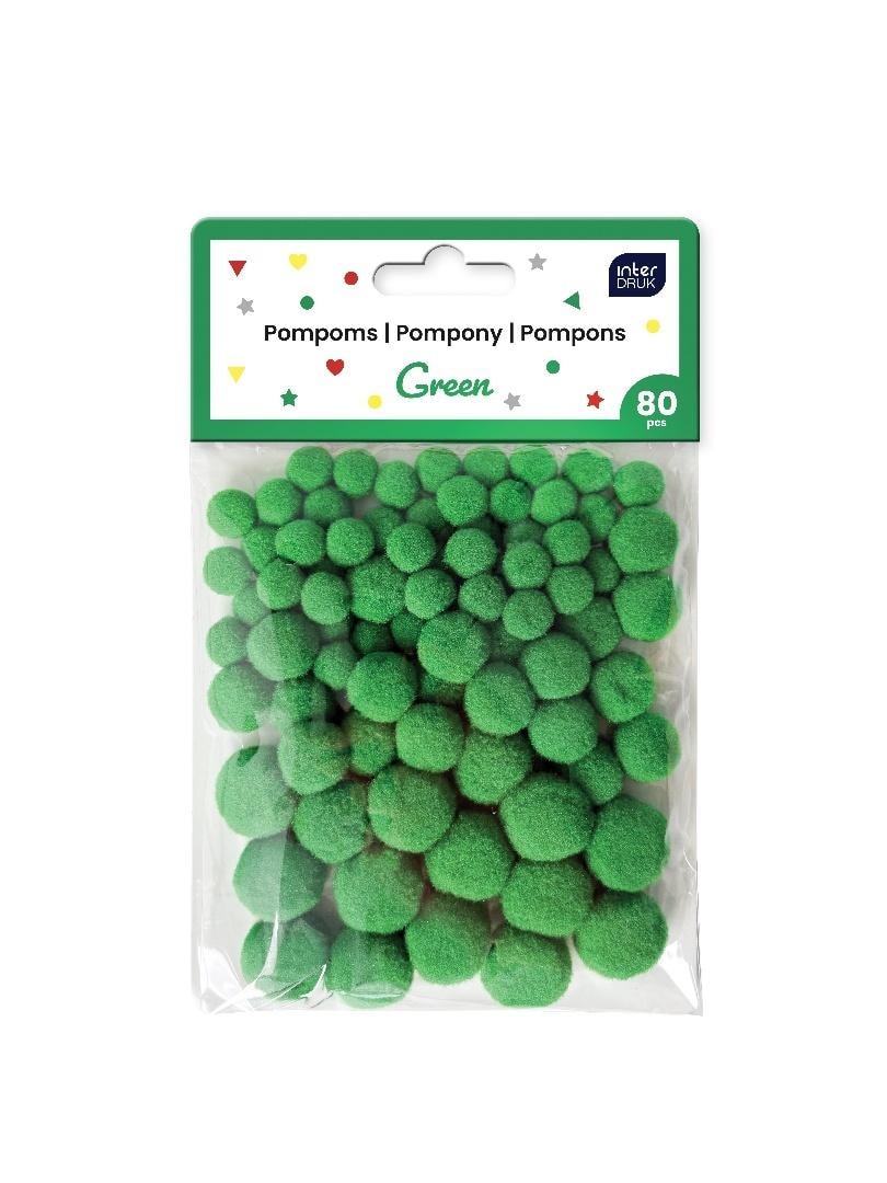 Decorative Pompoms - 80 green pieces - ideal for DIY