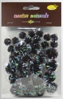 Galeria Hobby Glitter pom poms black 15-25 mm - perfect for DIY