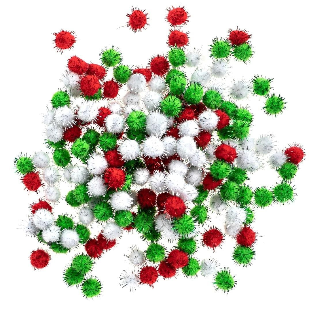 Polyester Pompons Metallized 15mm - 200 pieces of creative fun