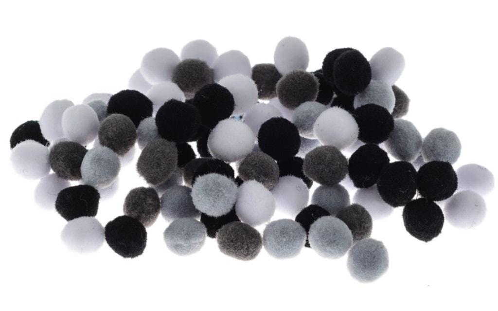 Brewis Gray Pompons 10mm - 100 pieces ideal for crafts