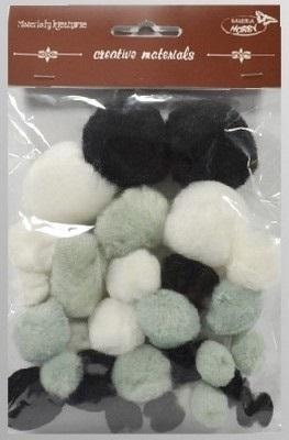 Galeria Hobby Tonal pompons black and white 15-40 mm - perfect for crafts