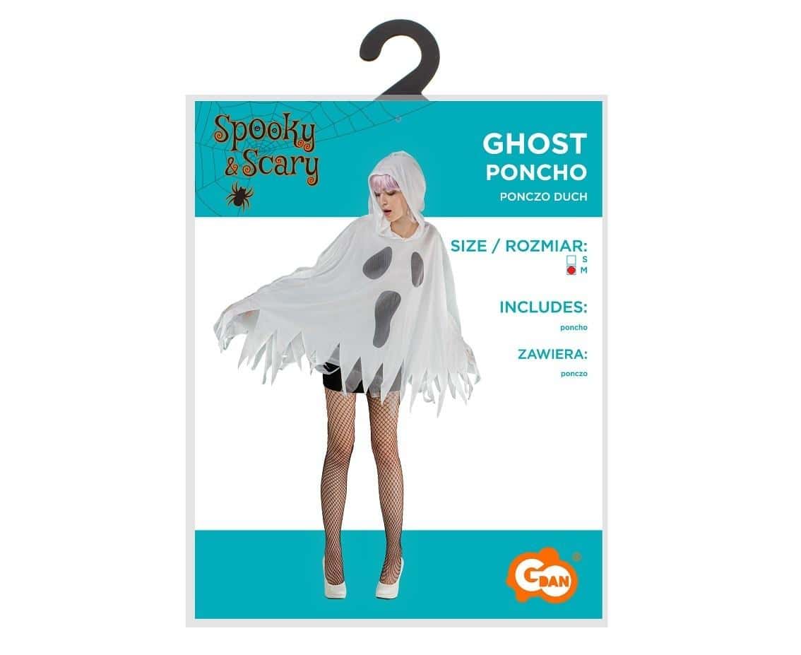 Godan Ghost Poncho for adults size M - perfect for Halloween