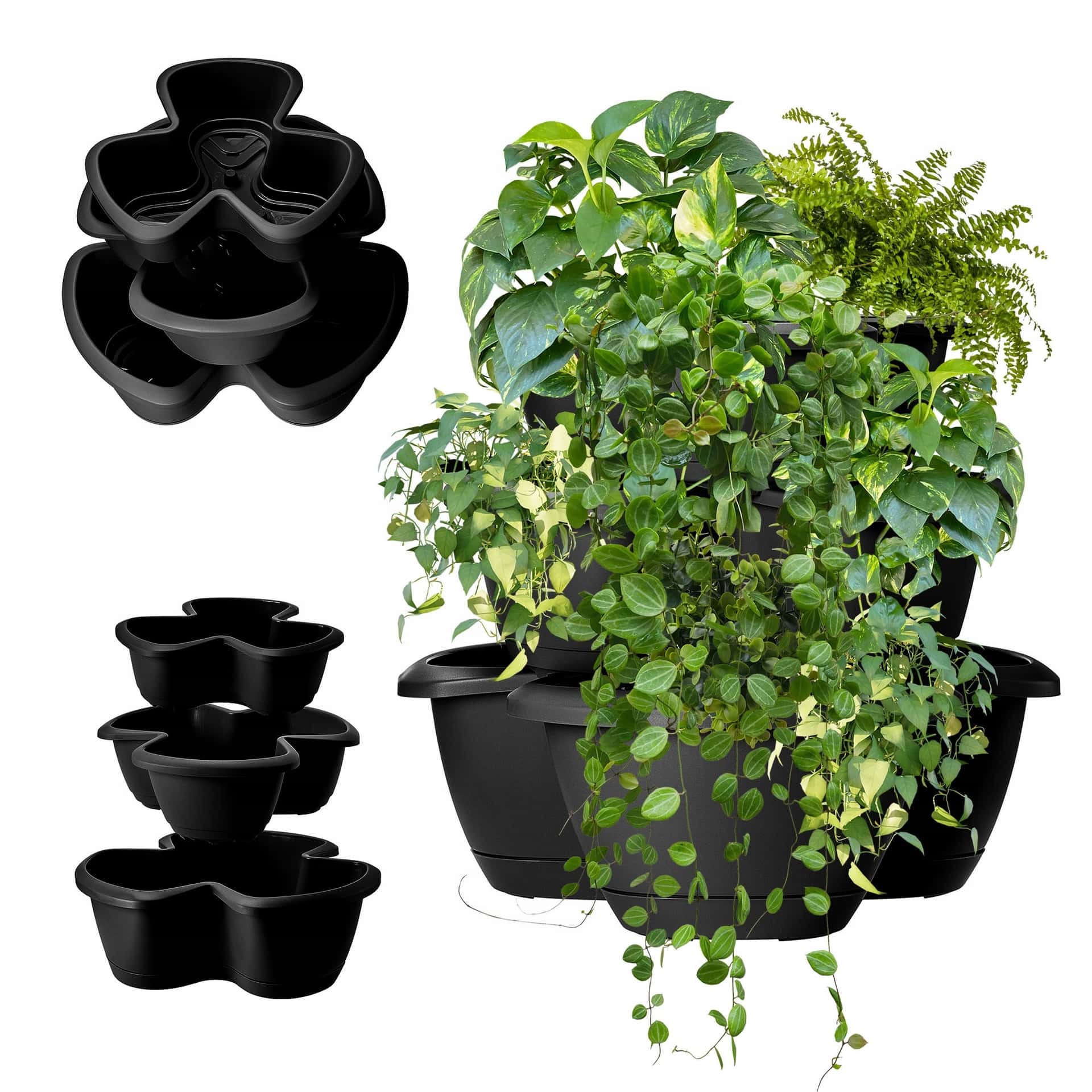 Triple decorative flower pot black 40x15 - ideal for your home