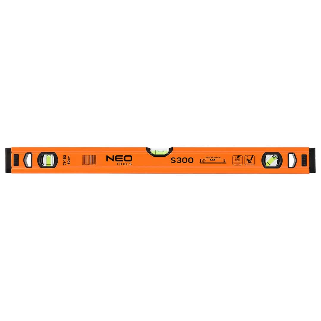 NEO Aluminum spirit level S 300 - 60 cm, 3 vials for precise measurements