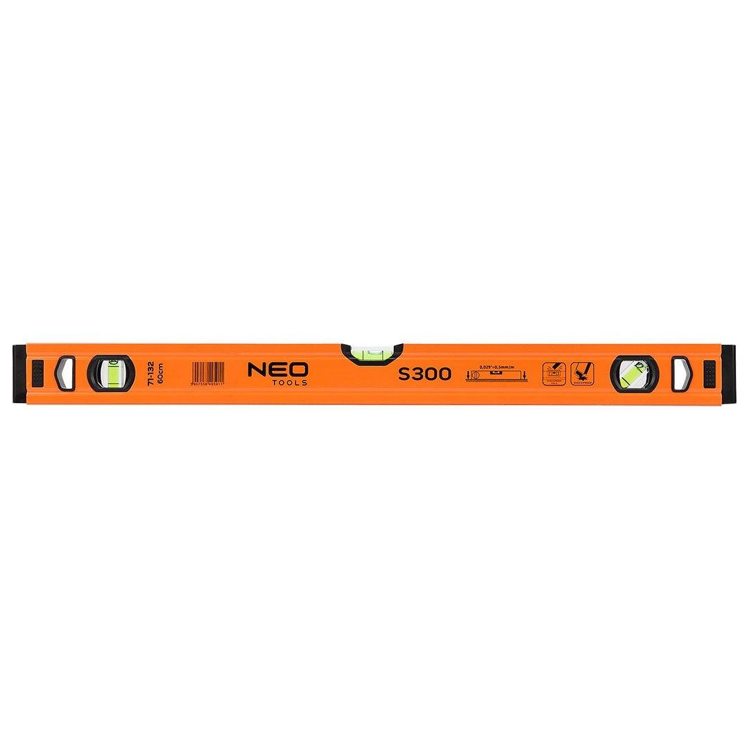 NEO Aluminum spirit level S 300 - 60 cm, 3 vials for precise measurements