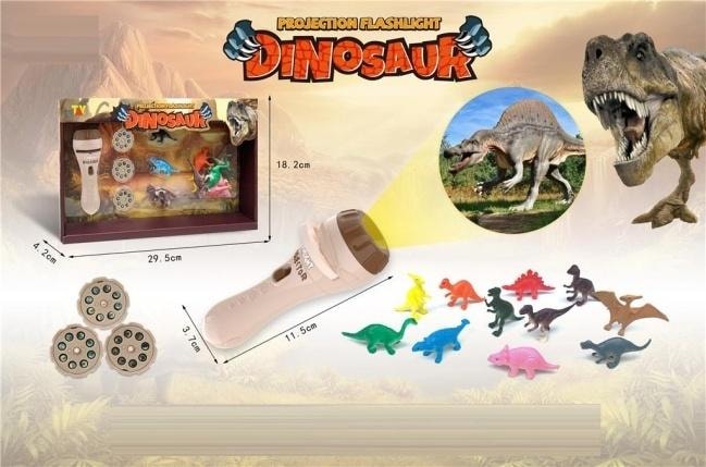Dino Projector - Flashlight with dinosaur projector and 12 slides