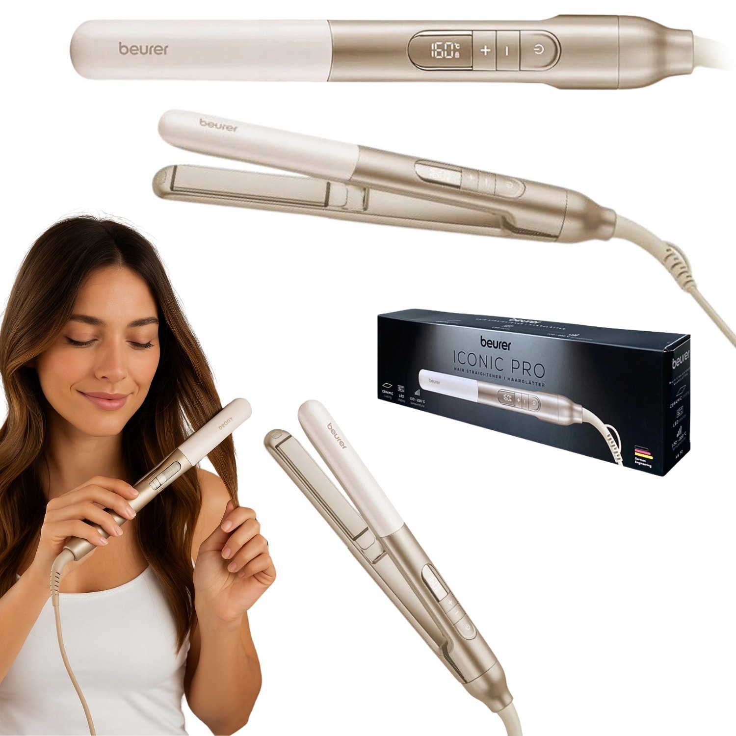 Beurer HS70 Hair straightener with temperature control - Perfect styling