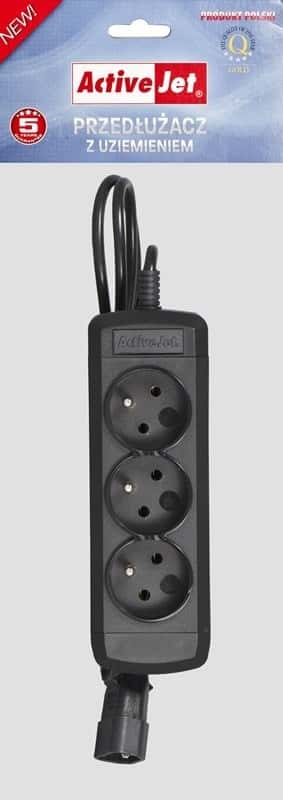 Activejet Extension cord 3 x UTE 10 A 1.5 m black - reliable and safe