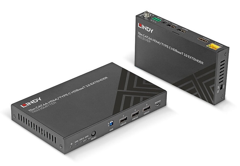 Lindy KVM Extender 70m Cat.6A TypeC and HDMI HDBaseT 3.0