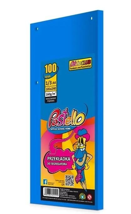 Alfa Pastello Dividers for binder 1/3 A4 blue 100 pcs - ideal for organization